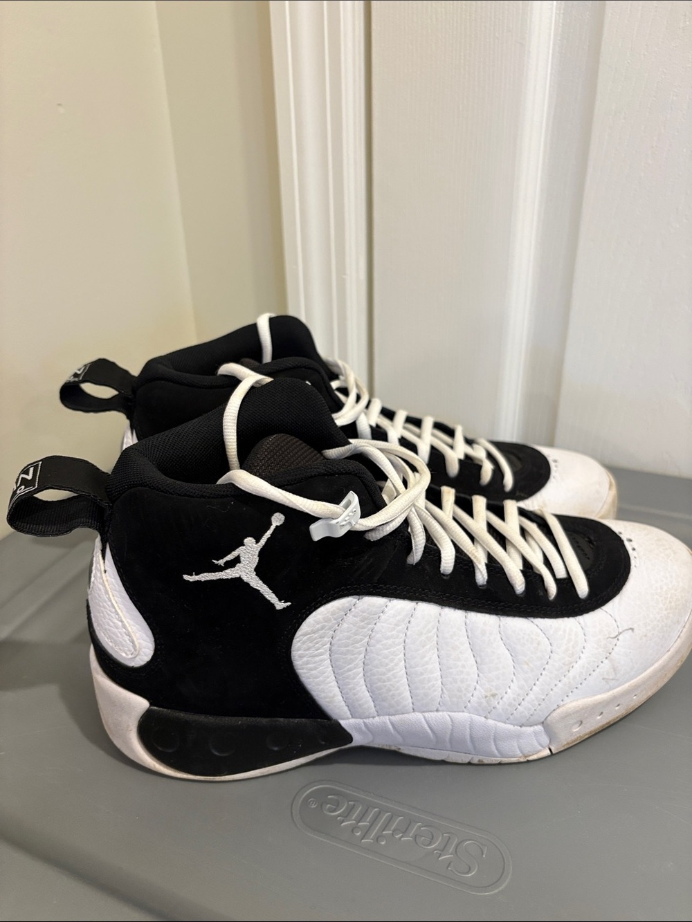 Nike Black and White Air Jordan Style High-Top Sneakers